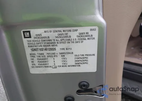 2004 Chevrolet Trailblazer Ext Lt from USA, damaged, VIN 1GNET16S146128026